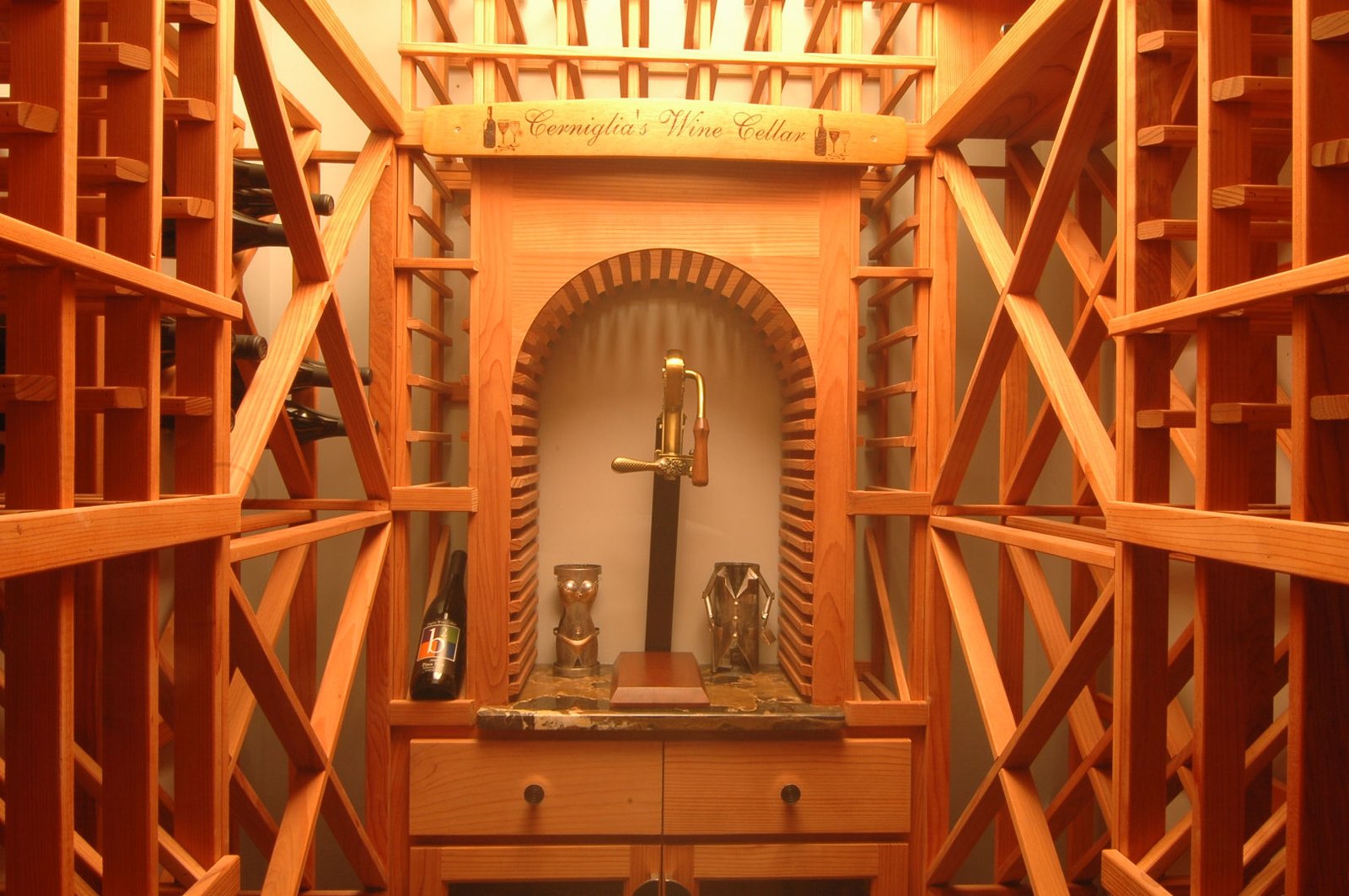 custom redwood wine cellar â€