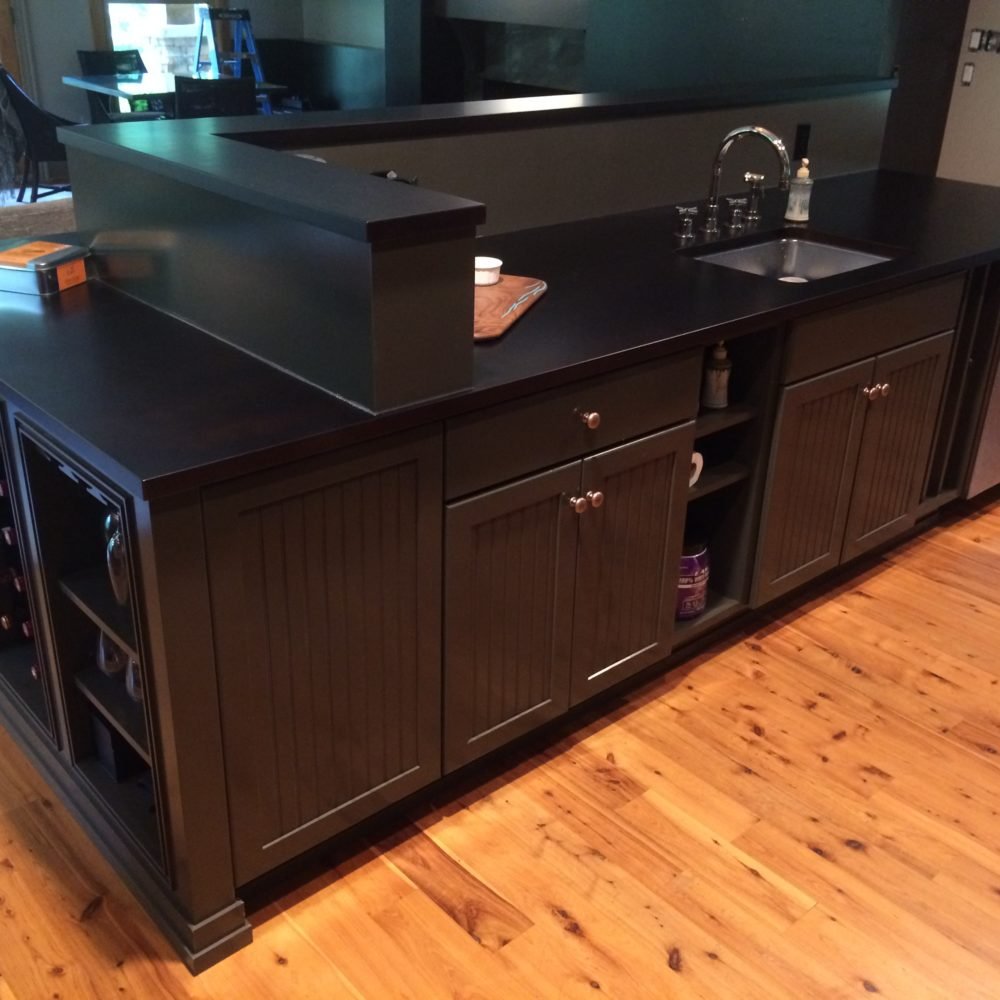 lacquer finish custom kitchen island Mekkelek Custom Woodwork &