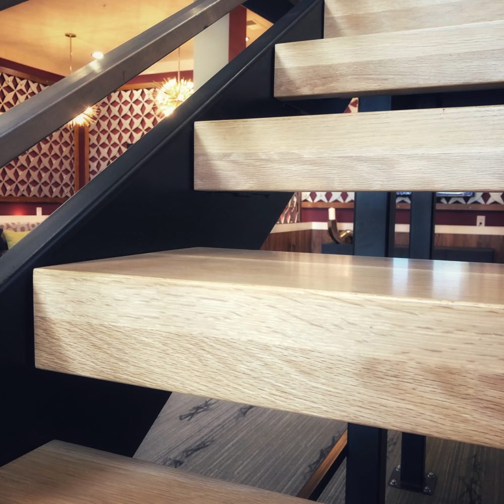 commercial white oak stair treads Mekkelek Custom Woodwork &