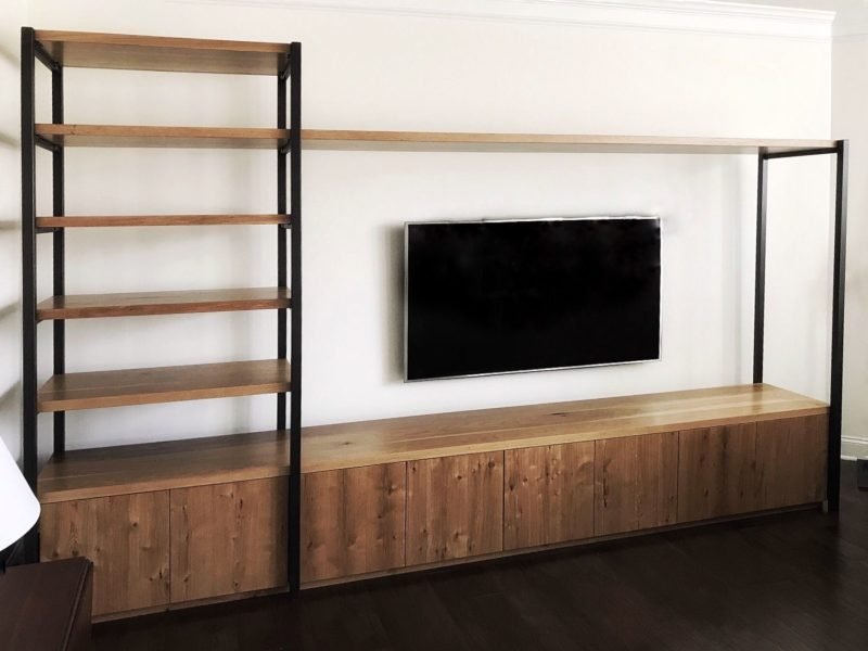 contemporary steel frame white oak cabinet