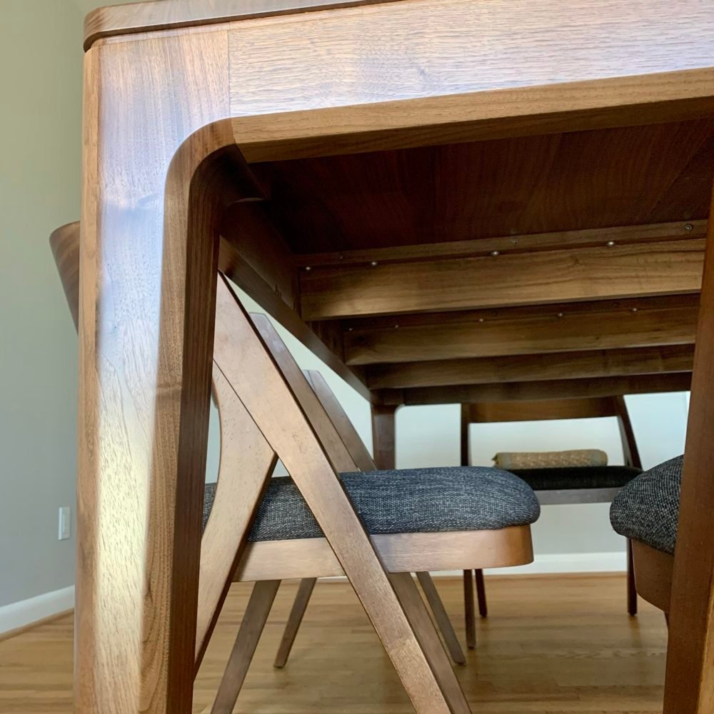 solid wood quarter sawn walnut mid century modern dining table