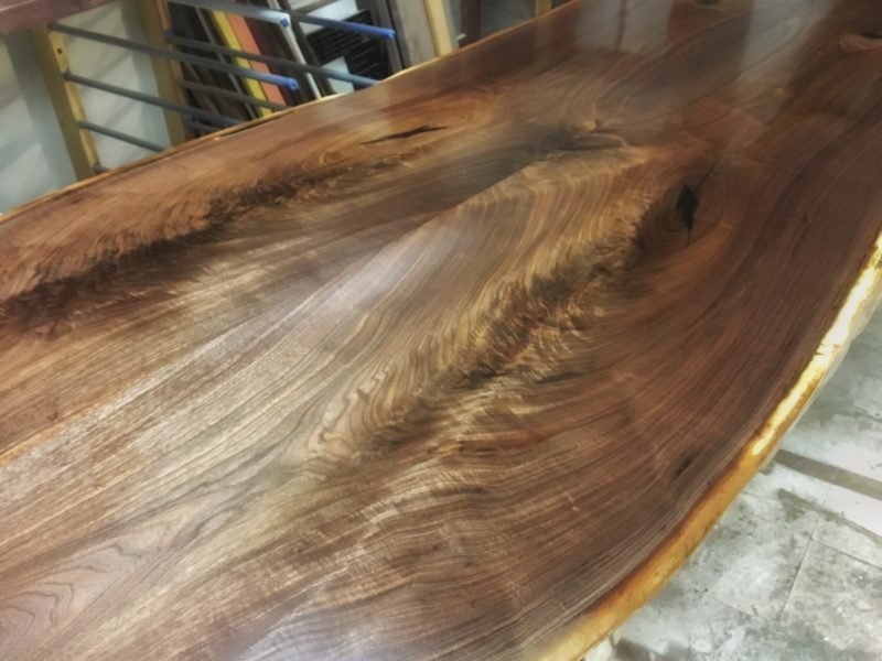walnut slab knot live edge conference table